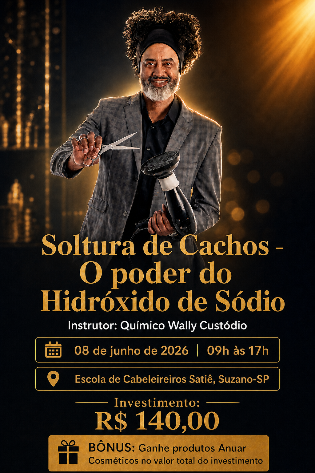 Químico Wally Custódio - Instrutor do Curso Soltura de Cachos